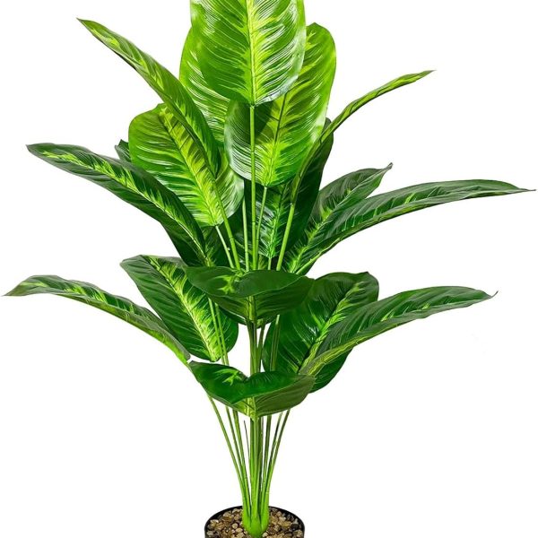 Artificial Plants in Pots Large Fake Tree Floor Faux Tropical Plants Decorative Greenry House Potted Tall for Home Office Living Room Decor Indoor Garden Outdoor (80cm Tropical Banana)
