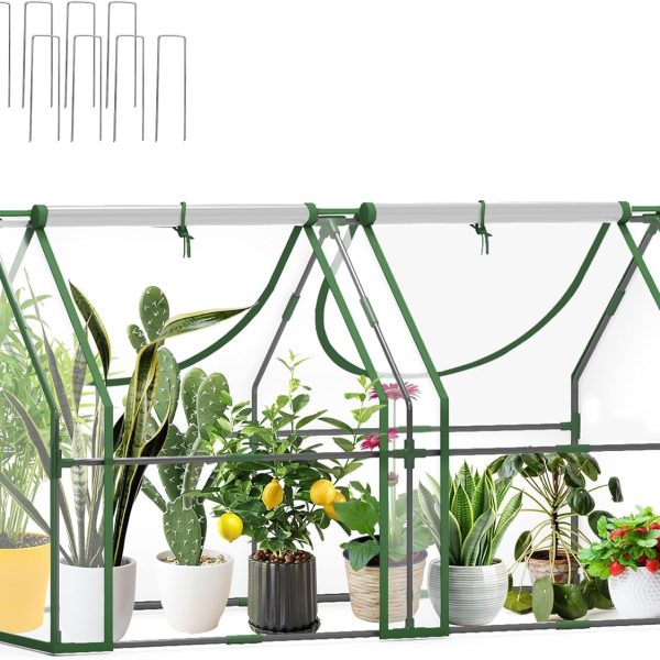 Mini Greenhouse for Outdoors Indoor Wironlst 65"(L)*33"(W)*35.4"(H), Small Greenhouse with Innovative Dual Open Doors, Portable Garden Tent for Plants Protection