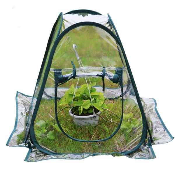Mini Pop Up Greenhouse; 27"x27"x31"; Indoor/Outdoor; PVC/Steel; Zipper Closure; Green