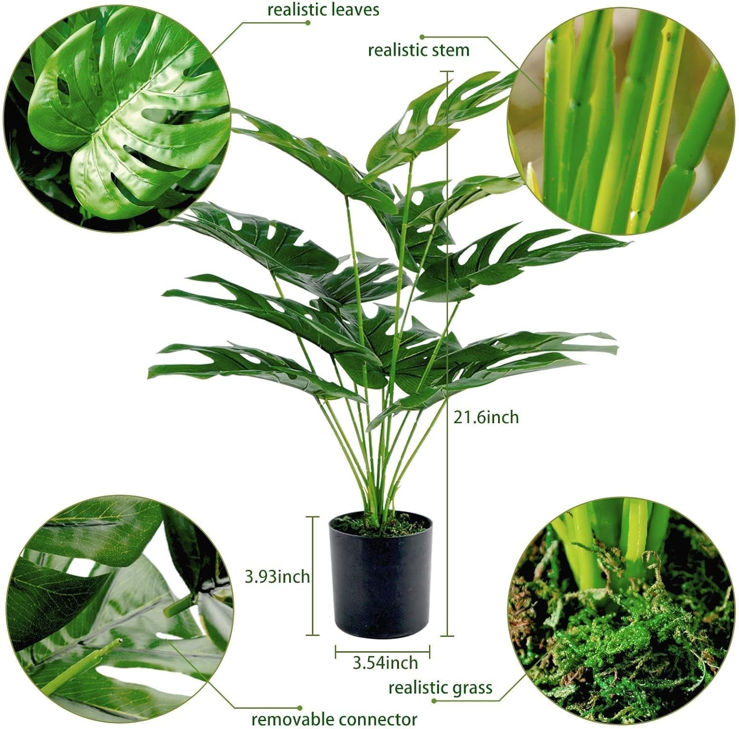 19" Large Fake Plants Artificial Palm Tree in Pot for Indoor and Outdoor Home Office Decor - Image 2