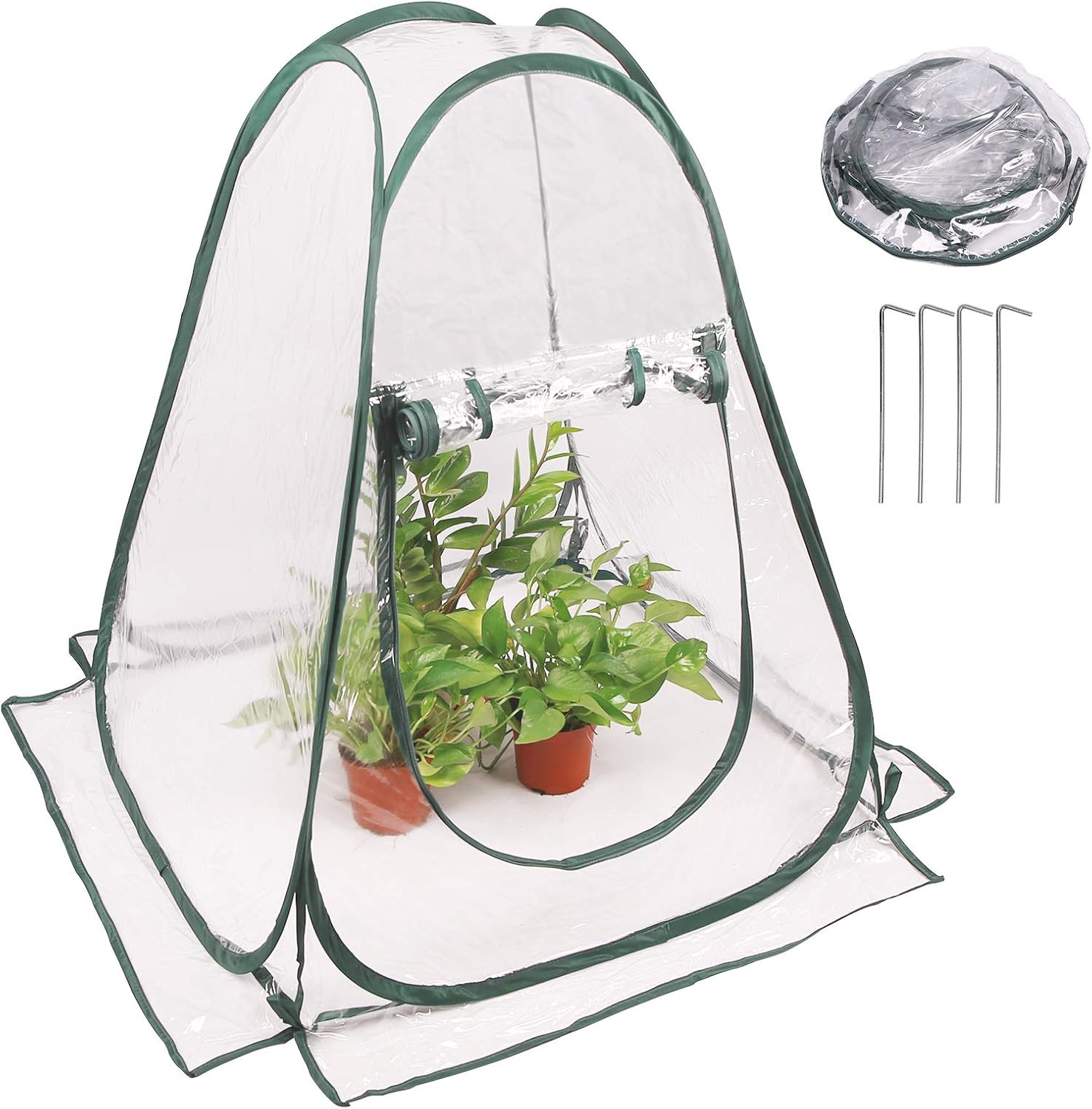 Pop up Greenhouse Cover, Transparent PVC Mini Small Grow Plant House Tent, Gardening Flowerpot Warm Room Backyard Flower Shelter for Indoor Outdoor (27"x27"x31")