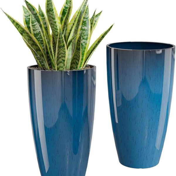 21 inch Tall Planters for Outdoor & Indoor Plants, 2 Pack Sturdy Plant-Flower-Tree Pots for Front Porch Patio Deck Living Room Decor