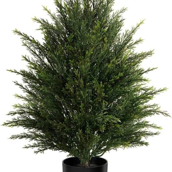 Artificial Topiary Ball Tree, Indoor Realistic Faux Boxwood Bush Potted Plants, Outdoor Fake Shrubs Cedar Evergreen Plants for Home Living Room Front Porch Decor (1, 2ft)