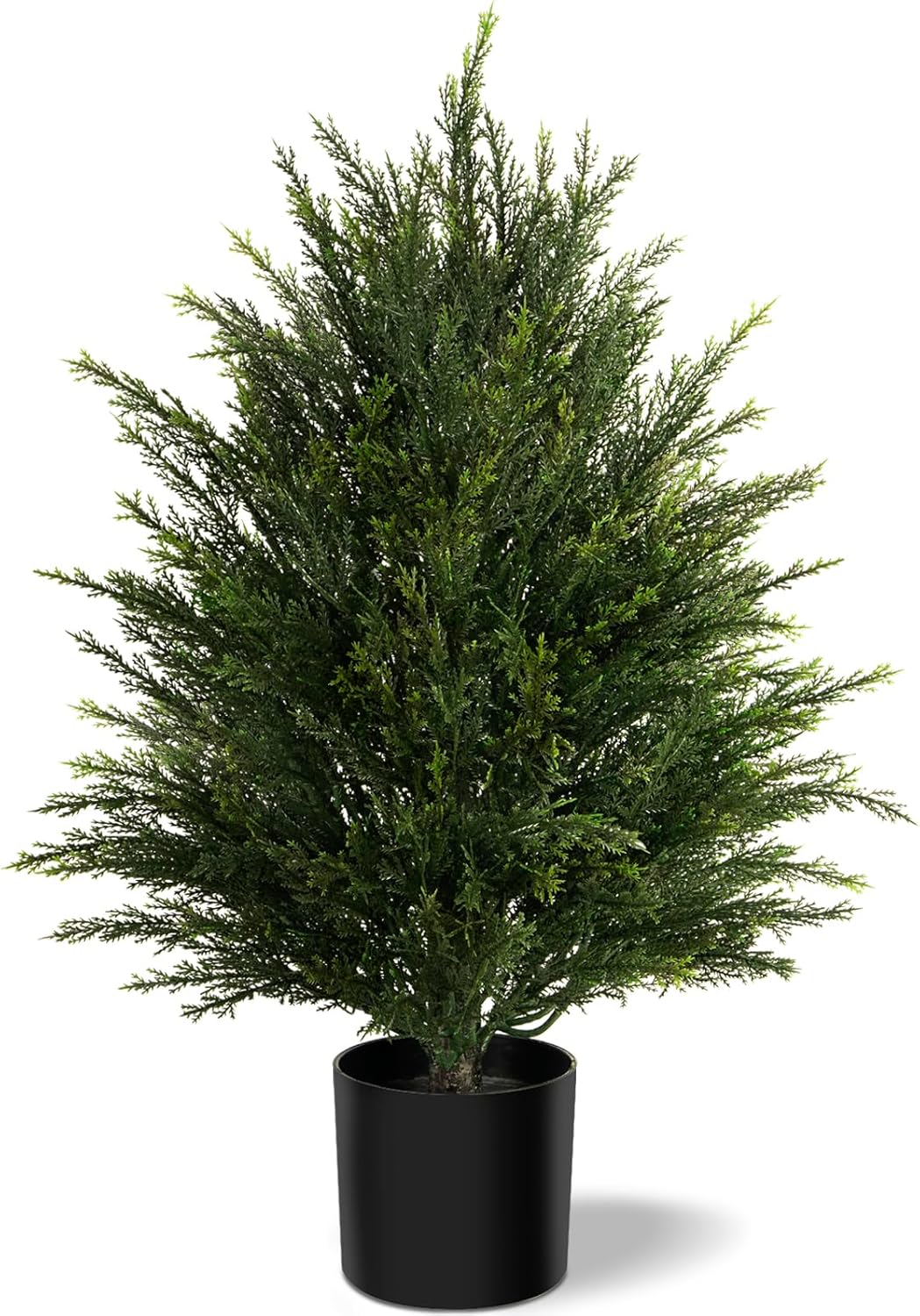 Artificial Topiary Ball Tree, Indoor Realistic Faux Boxwood Bush Potted Plants, Outdoor Fake Shrubs Cedar Evergreen Plants for Home Living Room Front Porch Decor (1, 2ft)