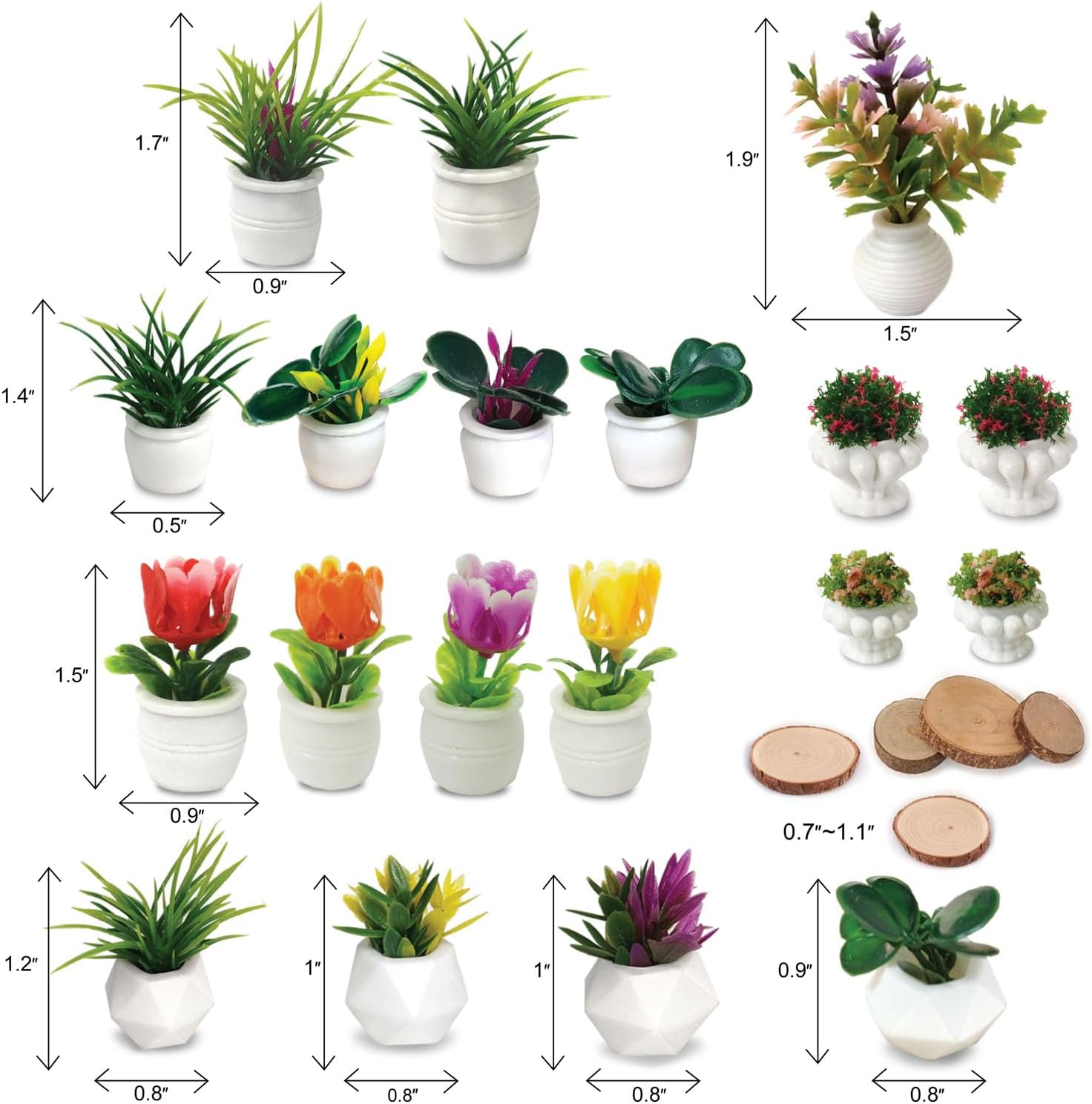 Dollhouse Plants and Flowers, 24Pcs, Miniature Bonsai Plants, Mini Potted Plants, Models Tiny Fake Greenery Ornaments for Dollhouse Decoration - Image 2