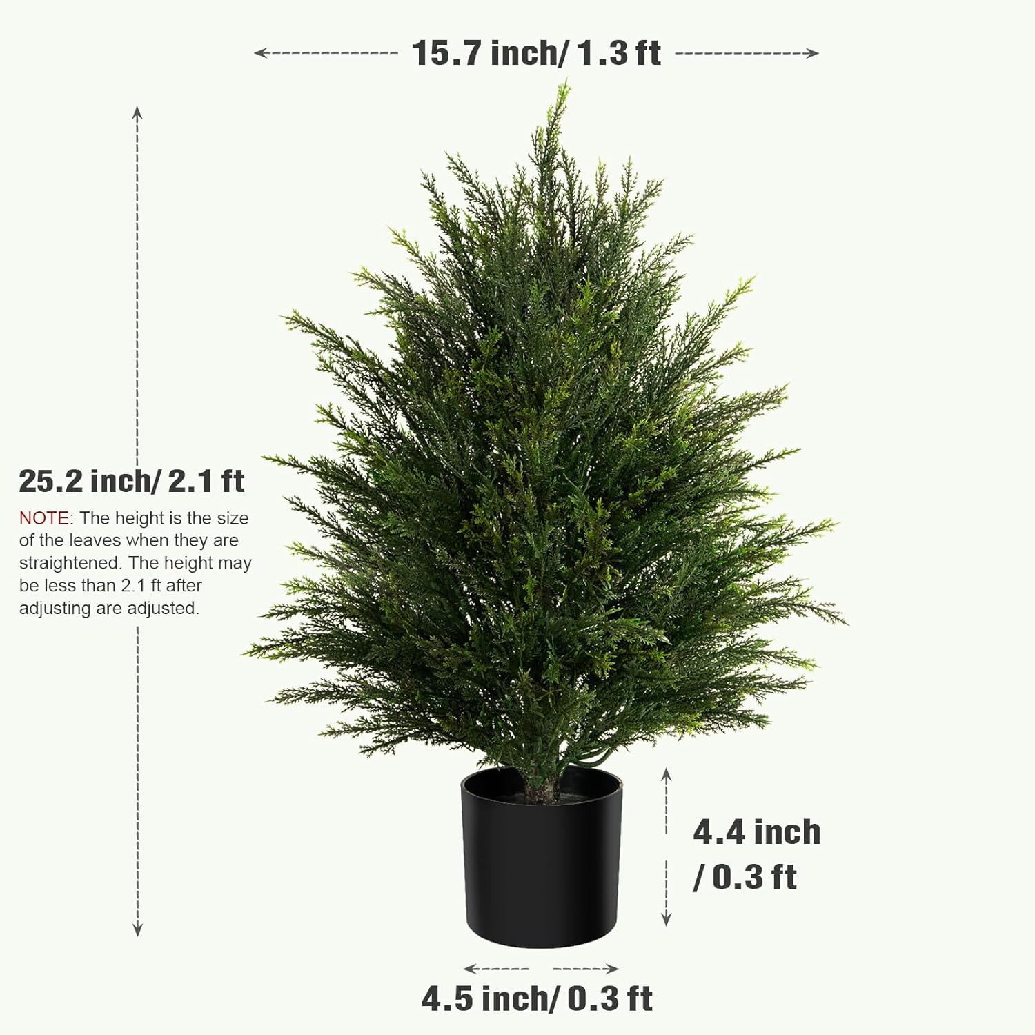 Artificial Topiary Ball Tree, Indoor Realistic Faux Boxwood Bush Potted Plants, Outdoor Fake Shrubs Cedar Evergreen Plants for Home Living Room Front Porch Decor (1, 2ft) - Image 2