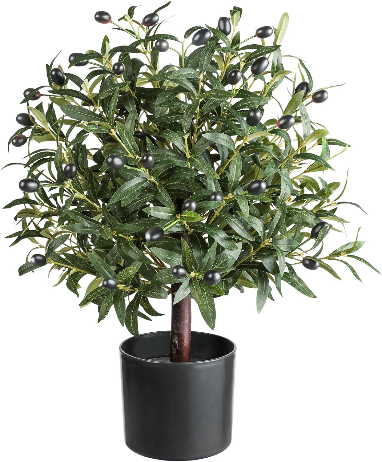 25.5” Tall Artificial Topiary Ball Olive Tree with Leaves and Fruits, Olive Boxwood Topiary Ball Potted Bushes UV Resistant Potted Plants for Garden Indoor Outdoor Home Decor