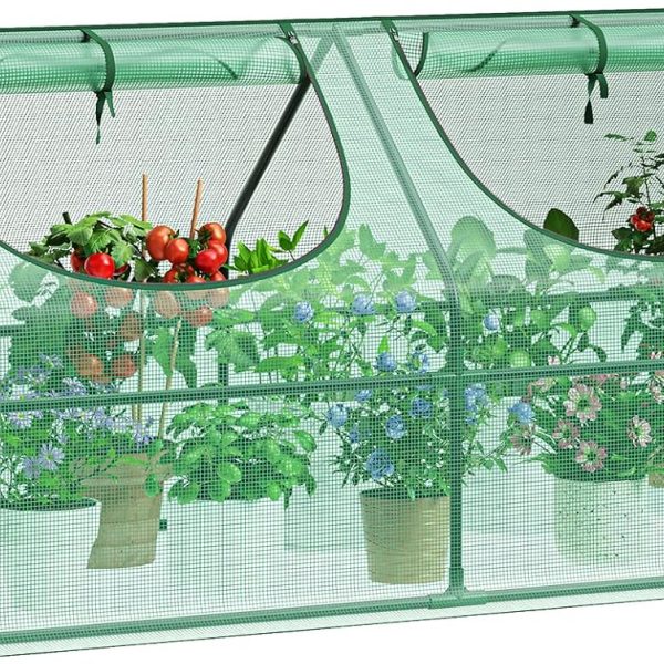 Portable Mini Greenhouse, 3×3×6Ft, High-Density PE Plant Cover with 2 Roll-up Zipper Windows, Perfect for Indoor Outdoor Plant Growing