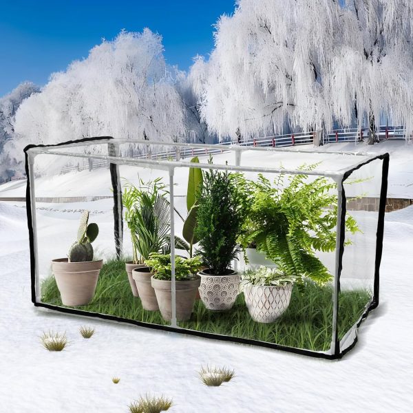 Mini Indoor & Outdoor Greenhouse,Waterproof Insulation Removable ,Durable Waterproof PVC with Zipper Film Cover,31.49*15.74*15.74 Inch Small Greenhouse for Plants