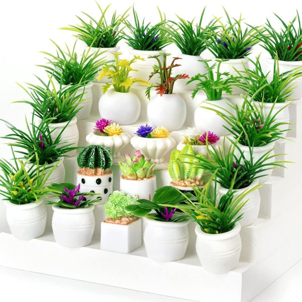 26Pcs Miniature Potted Plants, Mini Artificial Plants, 1:12 Scale Doll House Accessories, Suitable for Dollhouse Decoration, Christmas Birthday Present, DIY Handicrafts