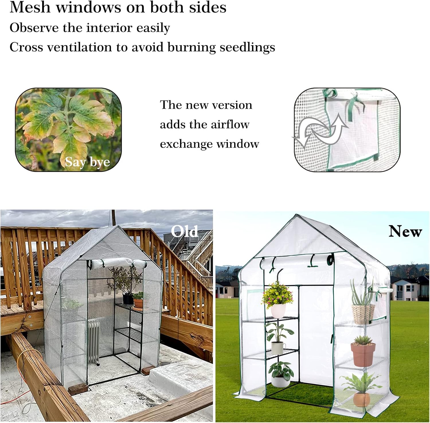 Mini Greenhouse,Greenhouses for Outdoors,Portable Walk in Green House for Garden Plants That Need Frost Protection and Away from Pests, Animals(56"x30"x76")-White - Image 2