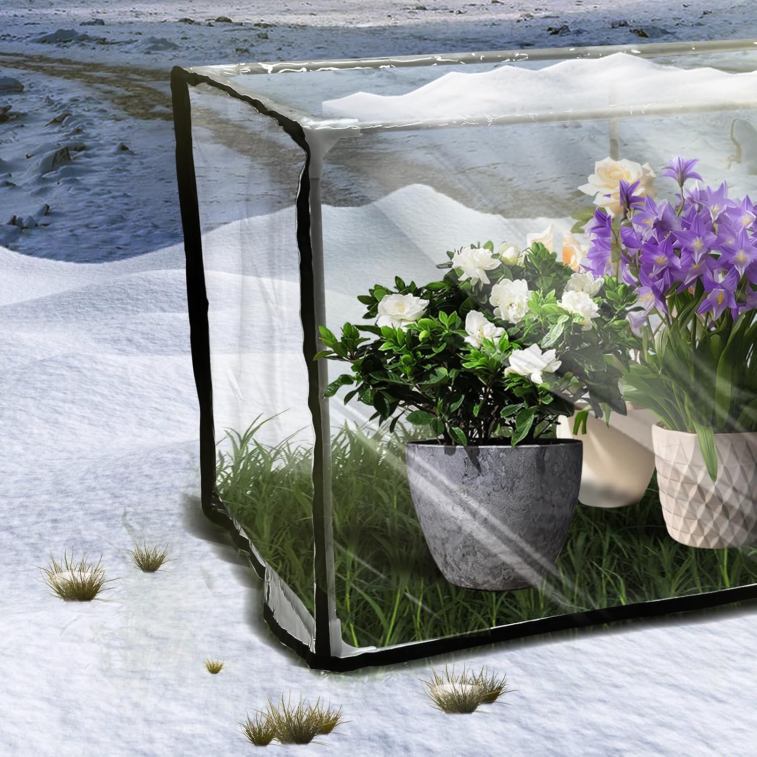 Mini Indoor & Outdoor Greenhouse,Waterproof Insulation Removable ,Durable Waterproof PVC with Zipper Film Cover,31.49*15.74*15.74 Inch Small Greenhouse for Plants - Image 2