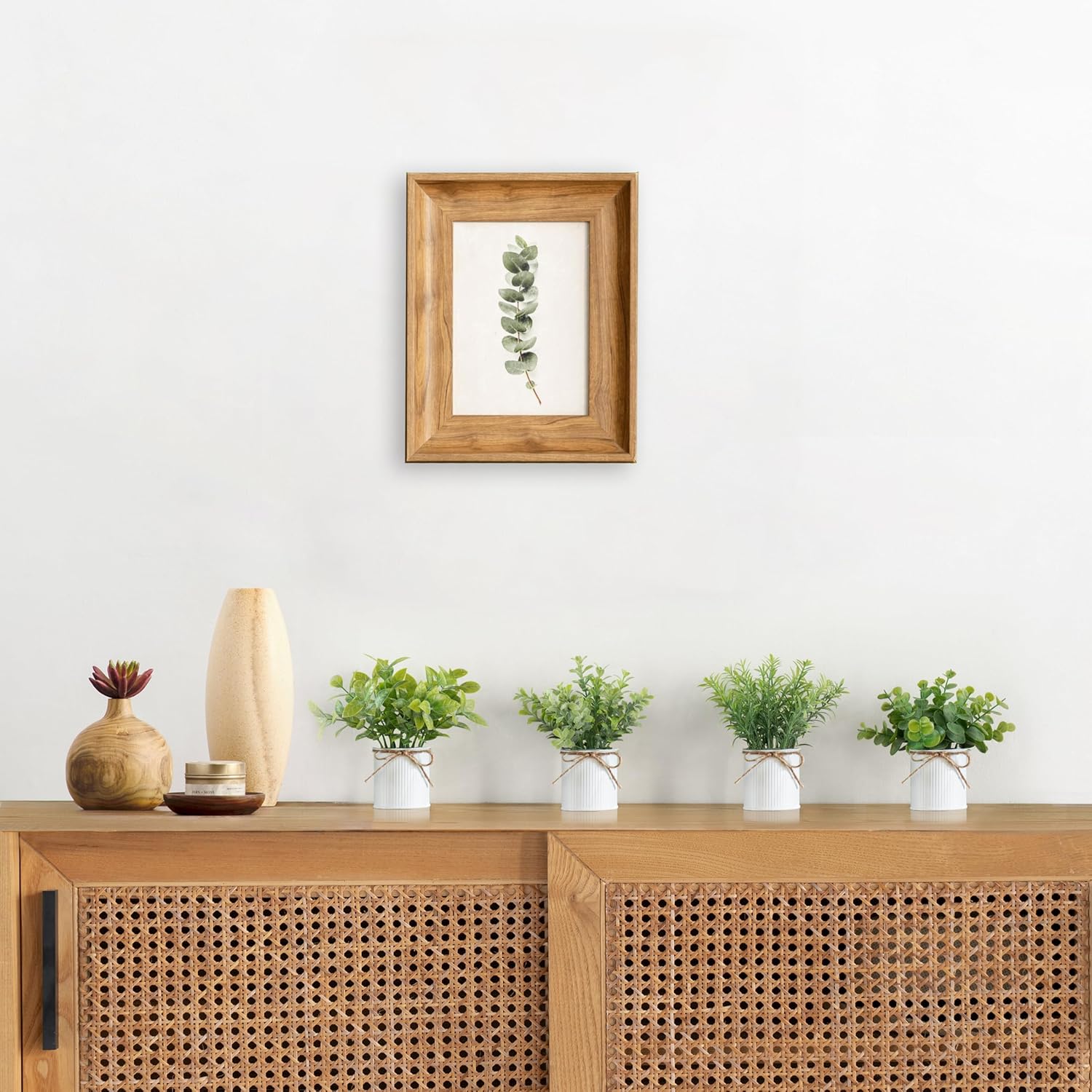 4 Packs Small Fake Plants in Farmhouse Galvanized Pots Table Centerpiece Mini Potted Artificial Plants Faux Eucalyptus for Shelf Office Rustic Home Decor (White) - Image 2