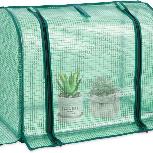 Mini Greenhouse Indoor, Tabletop Garden Nursery Plant Cover Tent Humidity Domes for Home Gardening Germination and Seedling Propagation, 23x12x16.5 Inches, Green Cover
