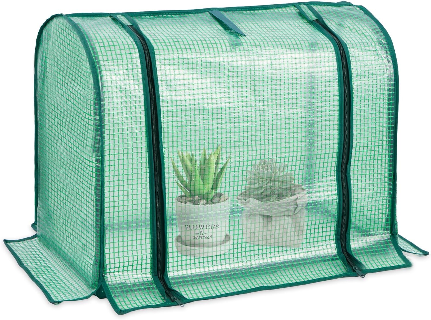 Mini Greenhouse Indoor, Tabletop Garden Nursery Plant Cover Tent Humidity Domes for Home Gardening Germination and Seedling Propagation, 23x12x16.5 Inches, Green Cover