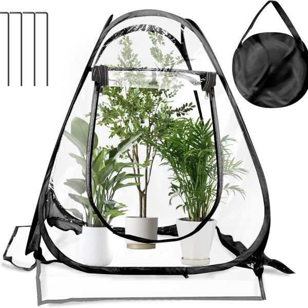 Pop Up Greenhouse Cover, Mini Portable Flowerpot Cover, Indoor Outdoor Backyard PVC Flower Shelter, Small Sunshine Room for Cold Frost Protector Gardening Plants (1-Pack)